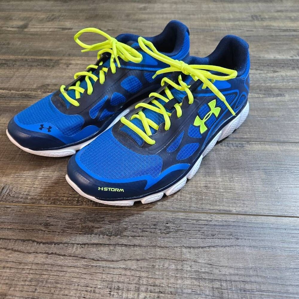 Under Armour men's blue Storm sneakers with neon laces size 12 running